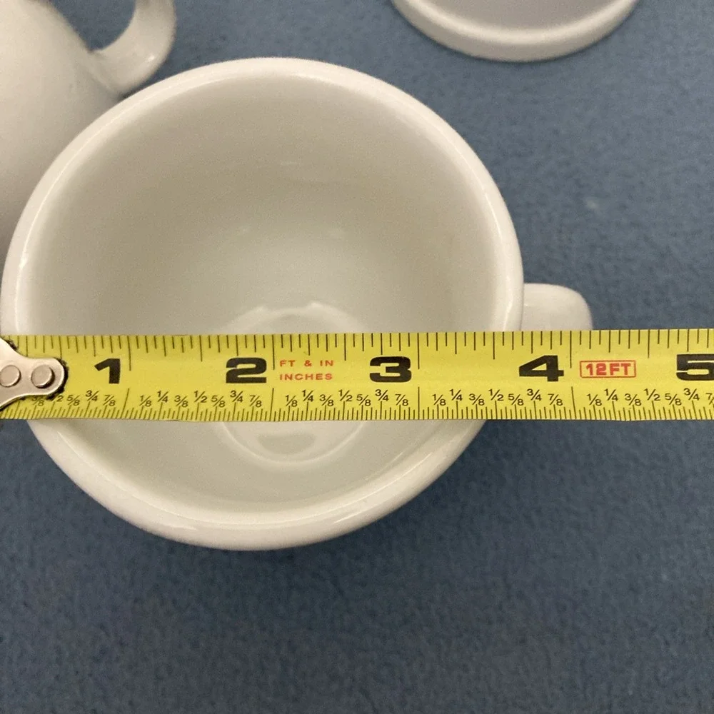 VTG Pottery Barn White Du Jour Suppertime Coffee Mugs - Set of 5
